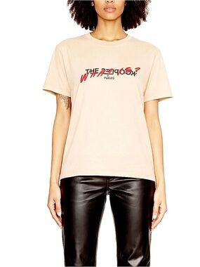 The Kooples Paris Graphic T-Shirt Red Black Design Front Text on Back Size 3
